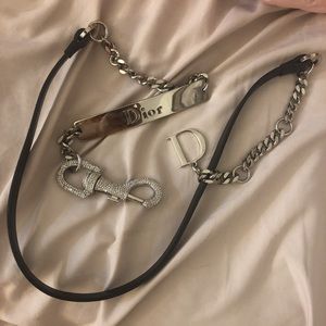 Dior rhinestone clasp belt